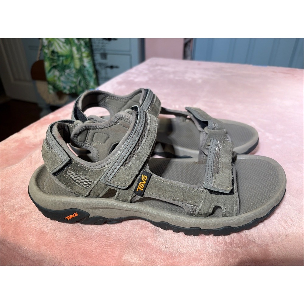 Teva Men's Hiking Sandals Size 10 US Gray Trail Open Toe Hook & Loop.